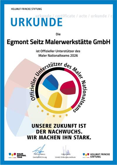 Urkunde Maler Nationalteam